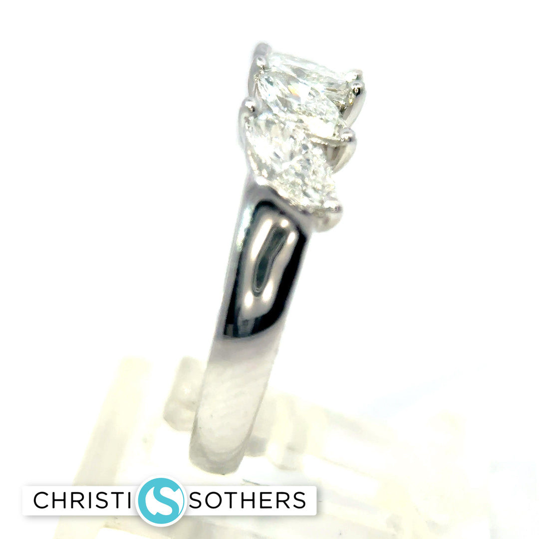 14KT White Gold Lab-Grown Diamond marquise band
