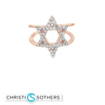 Load image into Gallery viewer, Custom 18KT Rose Gold Star of David ring
