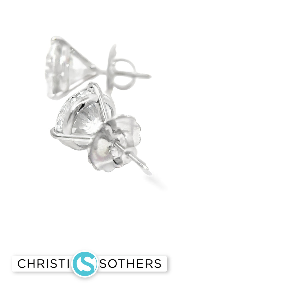 14KT Certified Lab-Grown Ideal Cut Round Diamond Basket Pushback Earrings (8.18 CTTW)