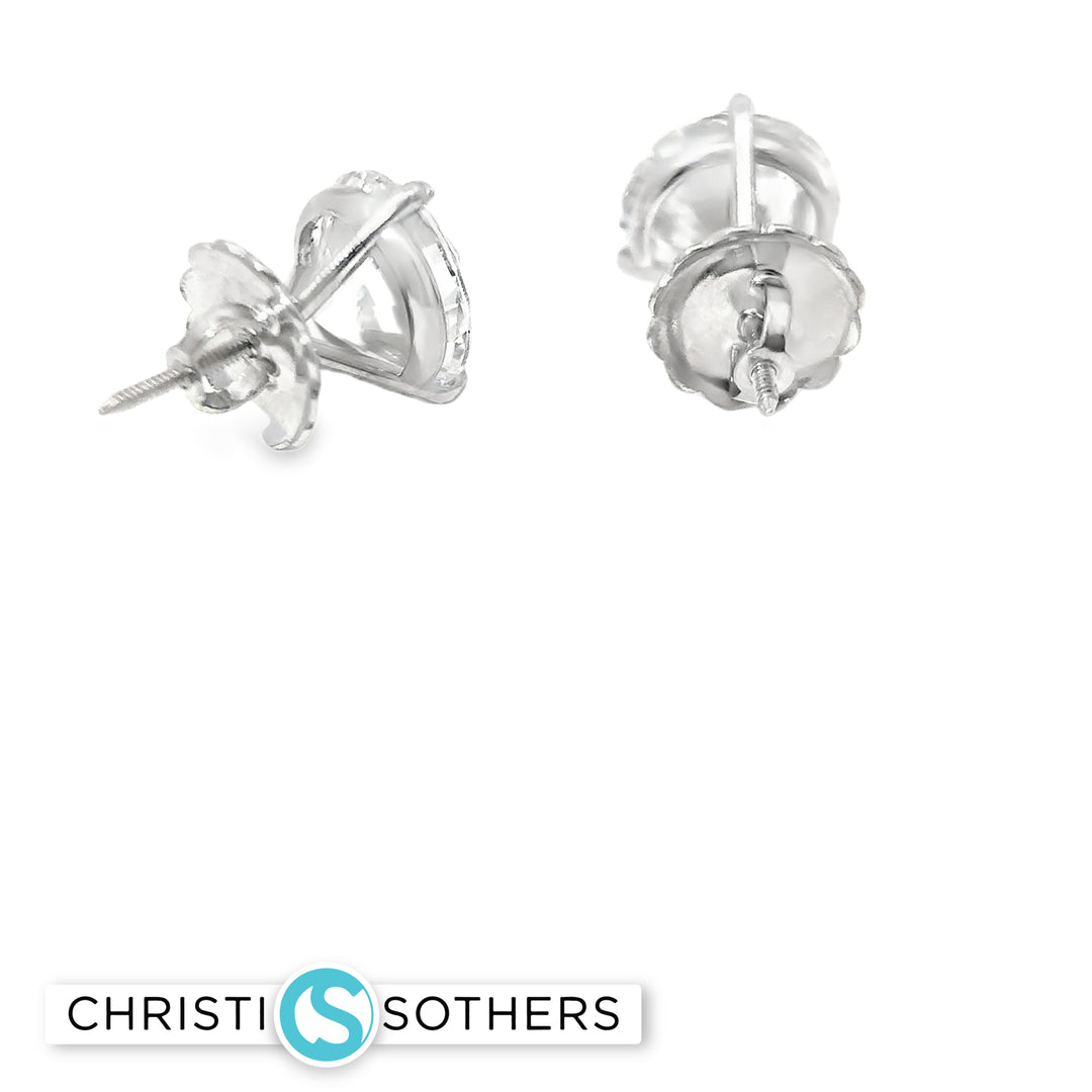 14KT Certified Lab-Grown Ideal Cut Round Diamond Basket Pushback Earrings (8.18 CTTW)