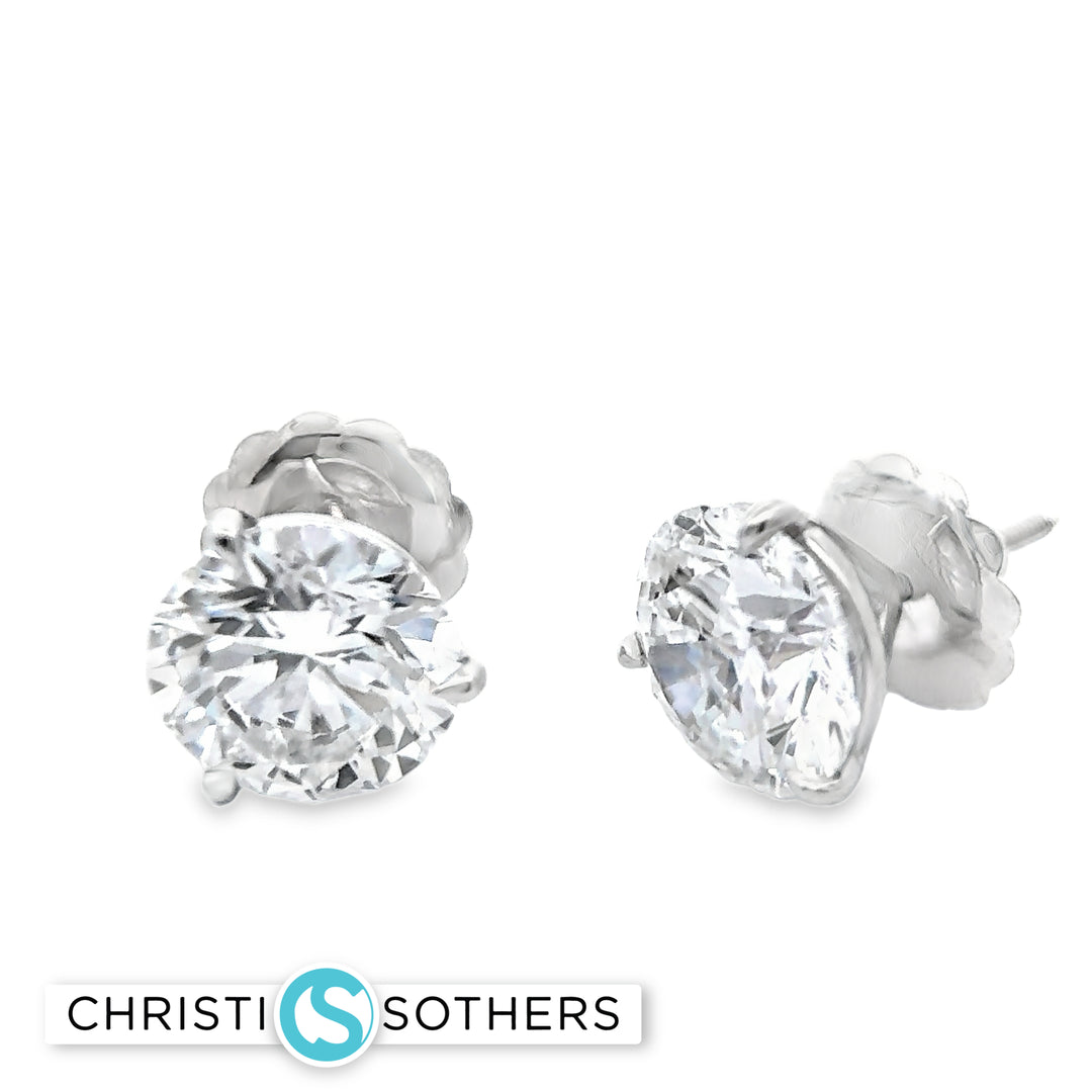 14KT Certified Lab-Grown Ideal Cut Round Diamond Basket Pushback Earrings (8.18 CTTW)