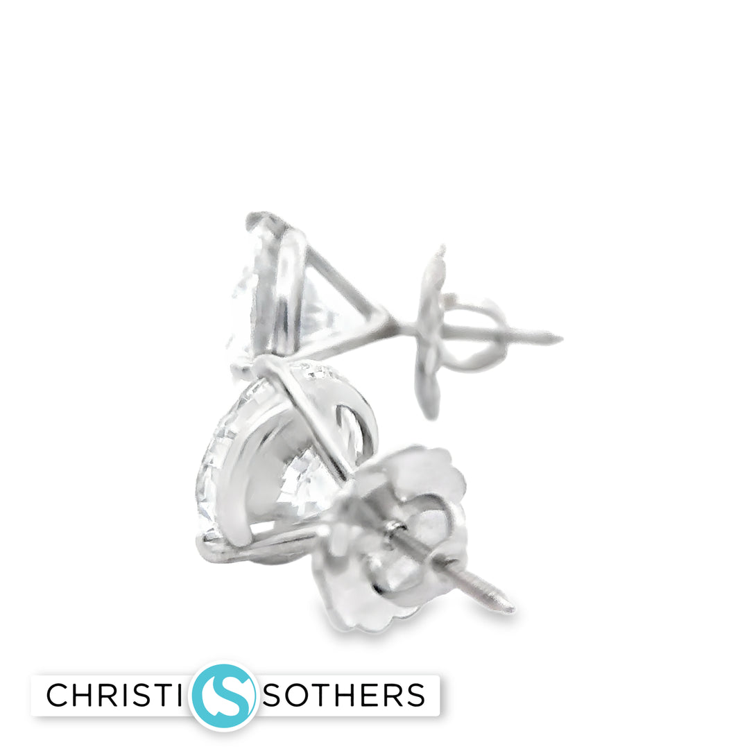 14KT Certified Lab-Grown Ideal Cut Round Diamond Basket Pushback Earrings (8.18 CTTW)