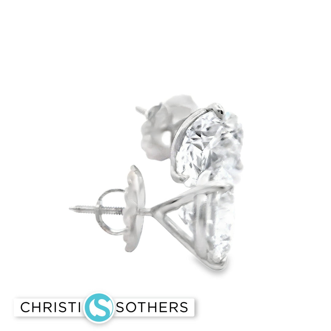 14KT Certified Lab-Grown Ideal Cut Round Diamond Basket Pushback Earrings (8.18 CTTW)
