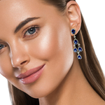 Load image into Gallery viewer, 14KT White Gold chandelier Earrings with Pear-Shaped Royal Blue Sapphires
