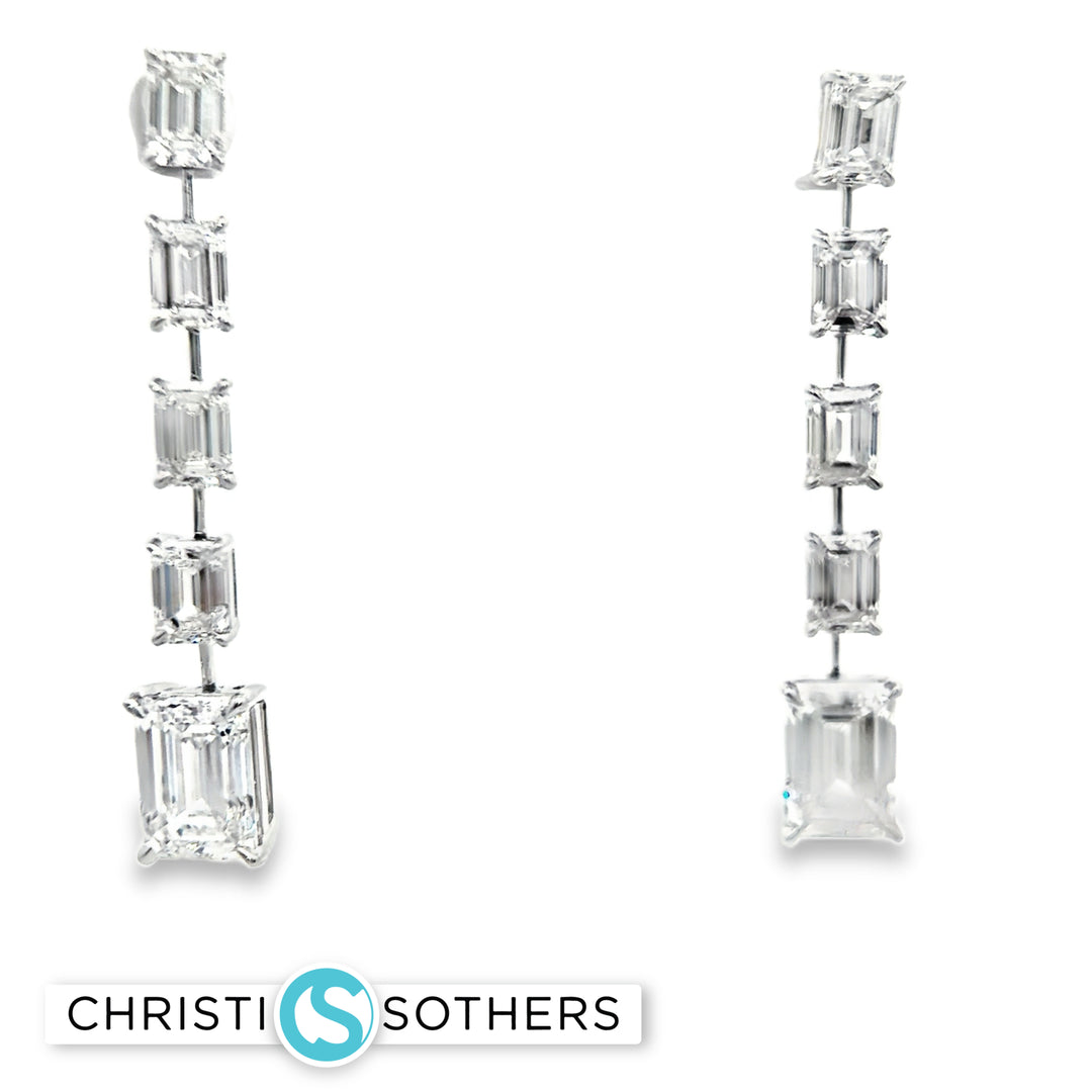 14KT White Gold Cut Diamond Drop earrings