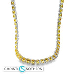 Load image into Gallery viewer, 18KT White Gold Necklace with Square Cut Citrine Gemstones

