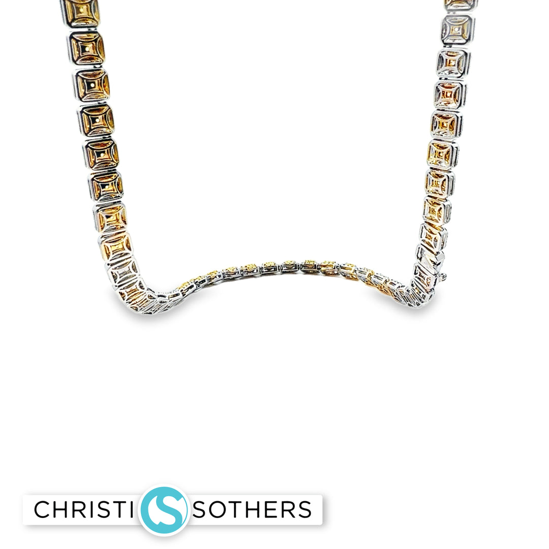 18KT White Gold Necklace with Square Cut Citrine Gemstones