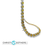 Load image into Gallery viewer, 18KT White Gold Necklace with Square Cut Citrine Gemstones
