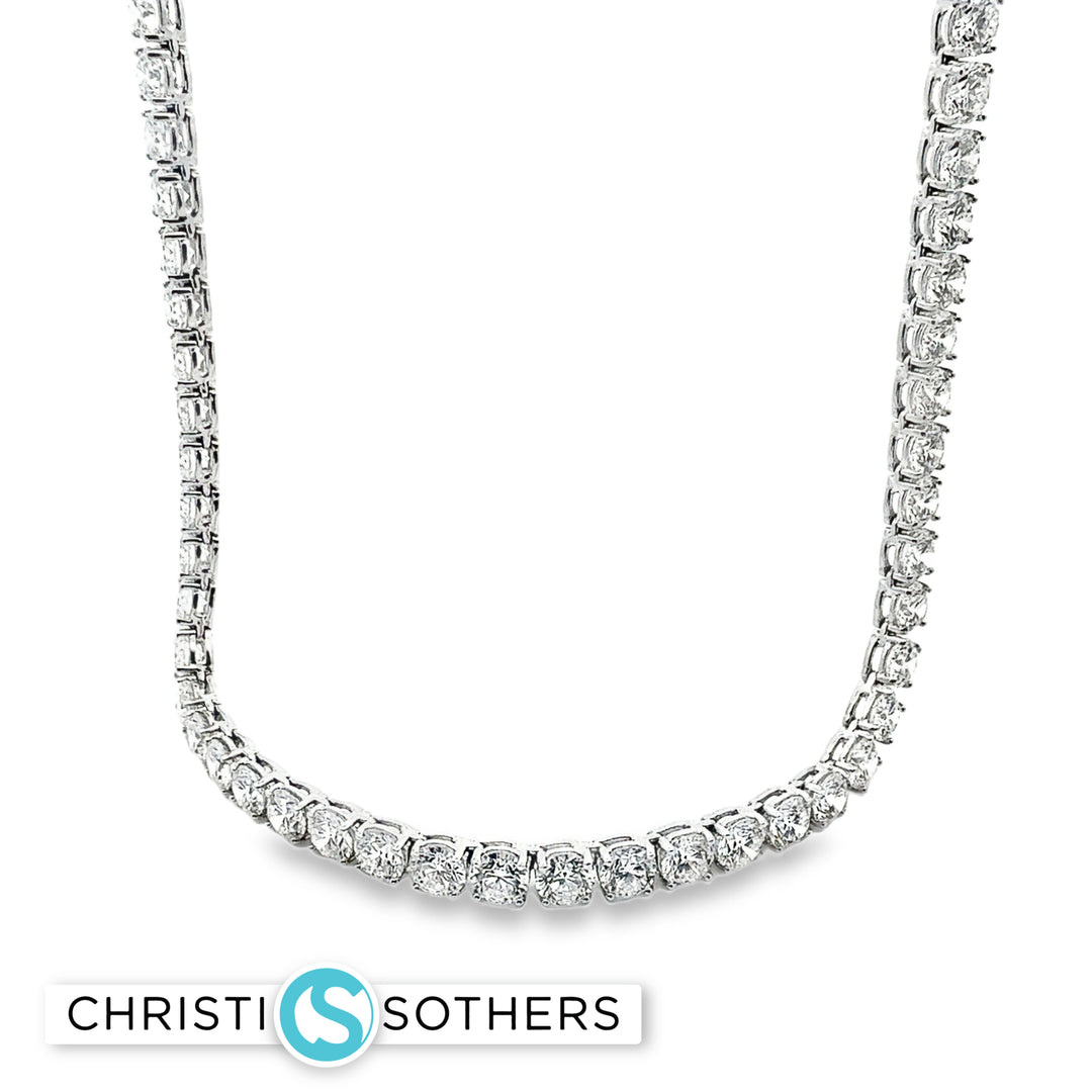14KT White Gold Lab-Grown Diamond Line Necklace