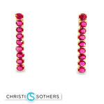 Load image into Gallery viewer, 18KT Gold Dangle Earrings with Ruby Drop-setting
