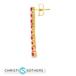 Load image into Gallery viewer, 18KT Gold Dangle Earrings with Ruby Drop-setting
