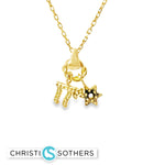 Load image into Gallery viewer, Star/Chai Charm Necklace with Round Cut CZs
