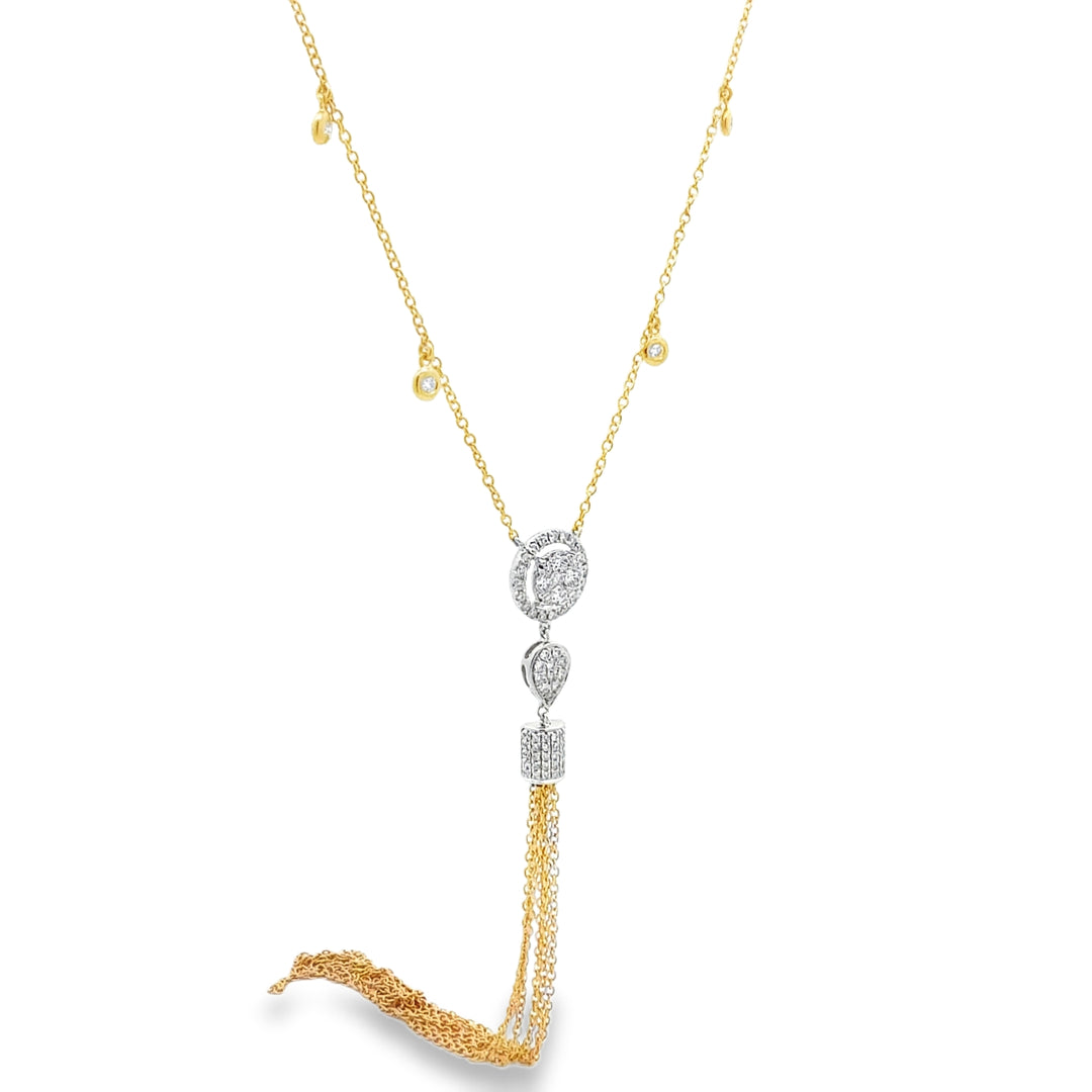 18KT Yellow Gold Diamond Tassel Necklace With Diamonds