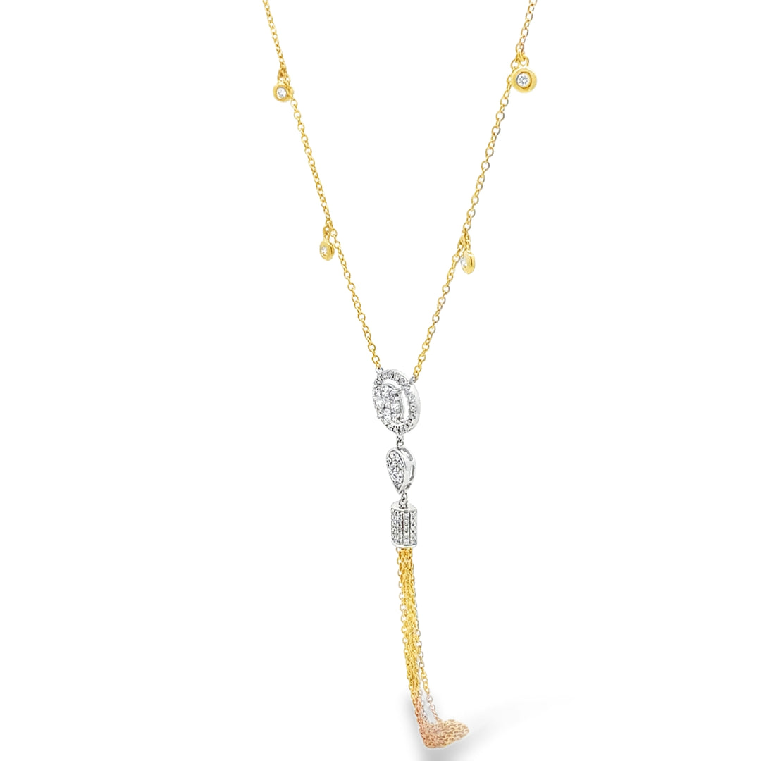 18KT Yellow Gold Diamond Tassel Necklace With Diamonds