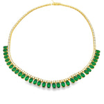 Load image into Gallery viewer, Gold-Plated Sterling Silver Cabochon Green Crystal Necklace
