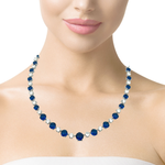 Load image into Gallery viewer, Royal Blue Graduated Crystal Sterling Silver Necklace
