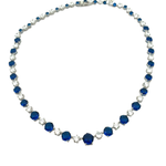 Load image into Gallery viewer, Royal Blue Graduated Crystal Sterling Silver Necklace
