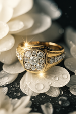 Load image into Gallery viewer, 14KT Yellow Gold Cushion Cluster Ring with Round Brilliant-Cut Diamonds
