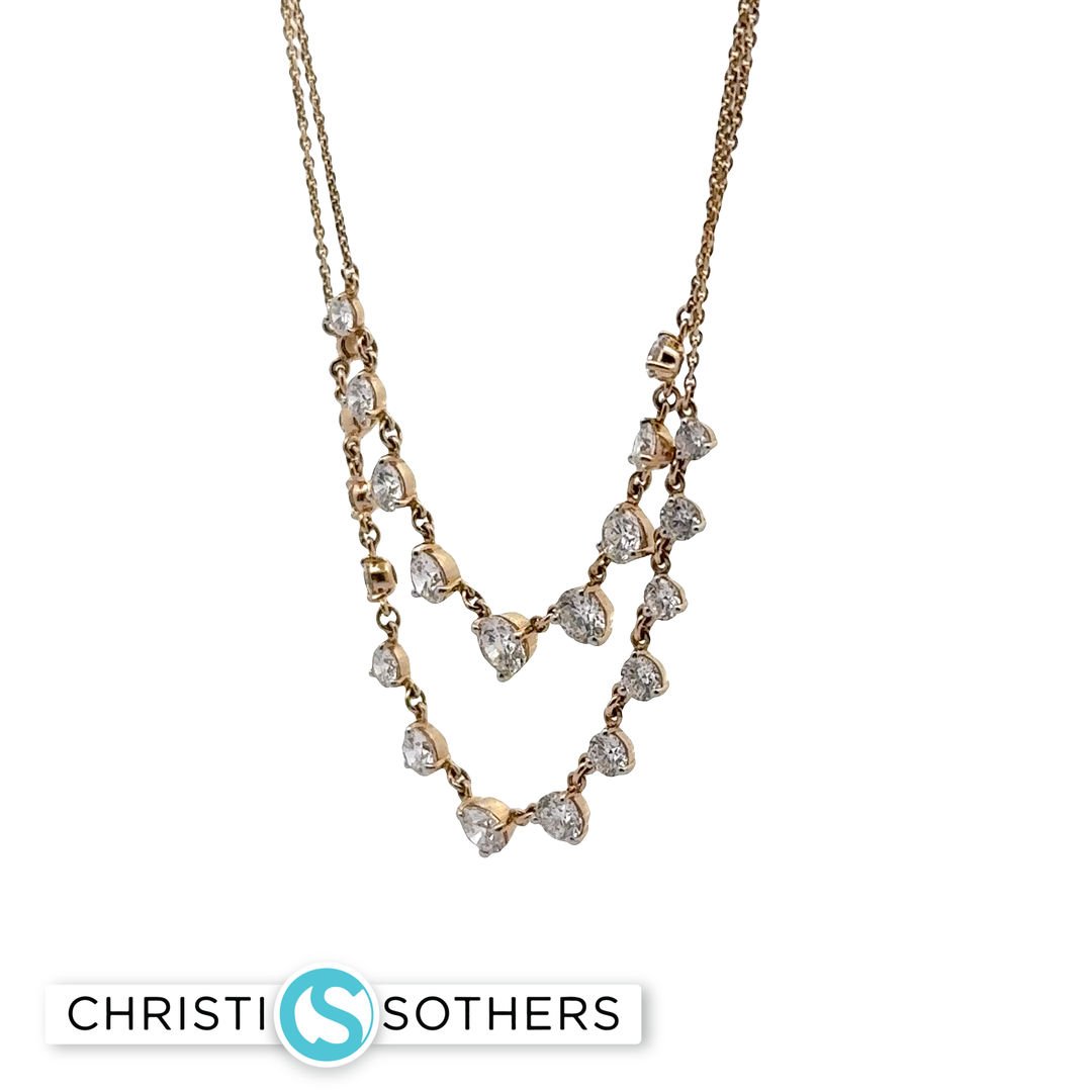 14KT Yellow Gold Diamond Cascade Necklace with Lab-Grown Diamonds (5.46 cttw)