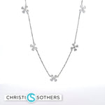 Load image into Gallery viewer, Floral Pear-Shaped Diamond Necklace in White Gold over Silver