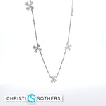 Load image into Gallery viewer, Floral Pear-Shaped Diamond Necklace in White Gold over Silver