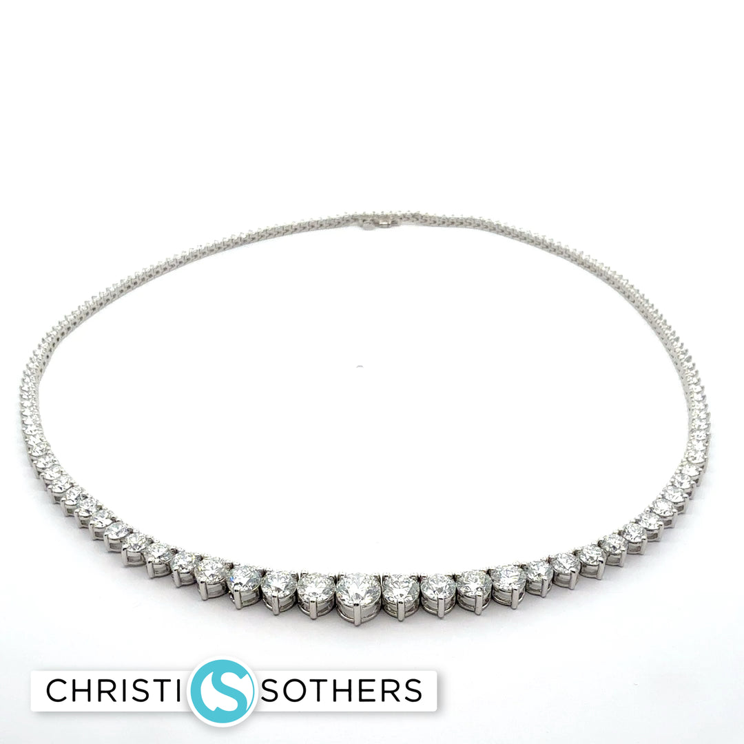 14KT White Gold Diamond Necklace with Lab-Grown Diamonds (14.86 cttw)