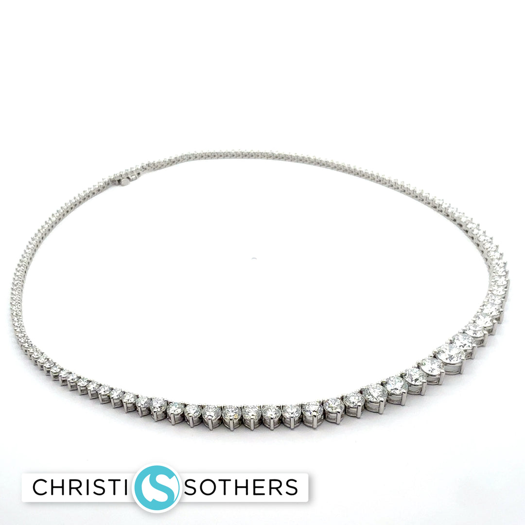 14KT White Gold Diamond Necklace with Lab-Grown Diamonds (14.86 cttw)