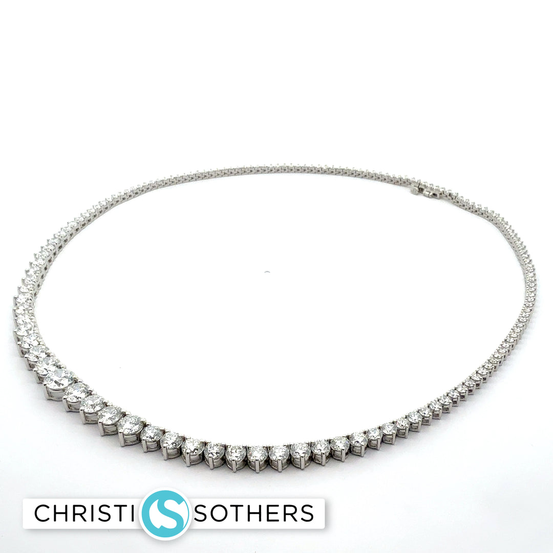 14KT White Gold Diamond Necklace with Lab-Grown Diamonds (14.86 cttw)