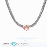 Load image into Gallery viewer, 14KT White Gold Heart-Shaped Fancy Pink Diamond Necklace with Lab-Grown Diamonds (16.20 cttw)
