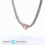Load image into Gallery viewer, 14KT White Gold Heart-Shaped Fancy Pink Diamond Necklace with Lab-Grown Diamonds (16.20 cttw)