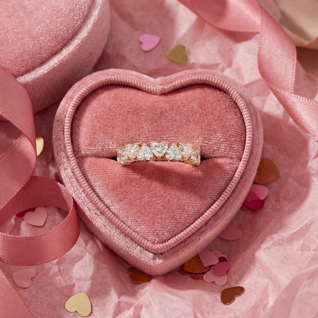 14KT Gold Diamond Hearts Eternity Ring (6.05 cttw)