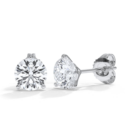 14KT w/g Certified Lab-Grown Ideal Cut Round Diamond Martini Pushback Earrings (3.08 CTTW)