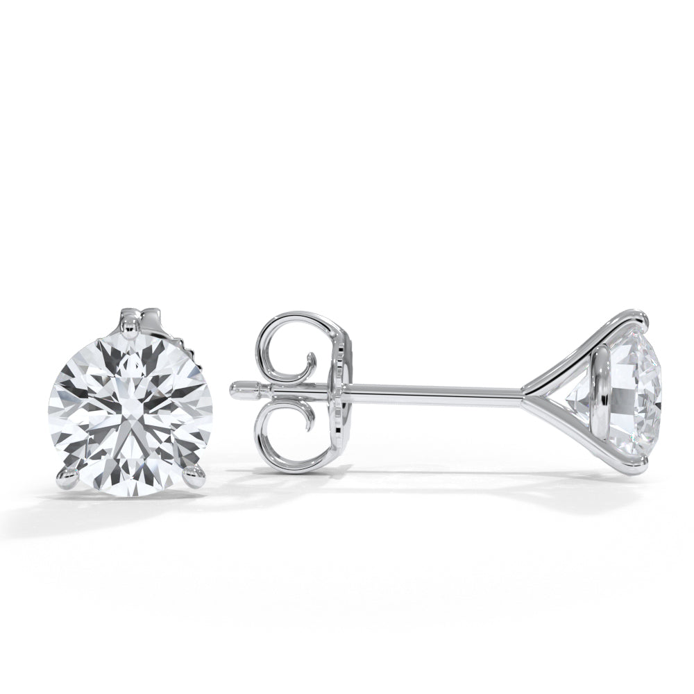14KT w/g Certified Lab-Grown Ideal Cut Round Diamond Martini Pushback Earrings (3.08 CTTW)