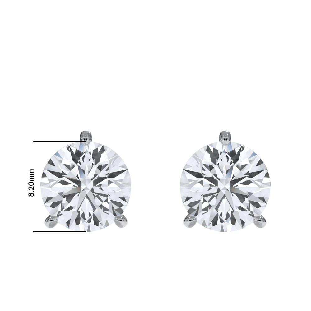 14KT w/g Certified Lab-Grown Ideal Cut Round Diamond Martini Pushback Earrings (3.08 CTTW)