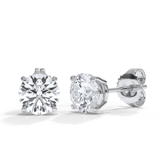 14KT w/g Certified Lab-Grown Ideal Cut Round Diamond Basket Pushback Earrings (5.56 CTTW)