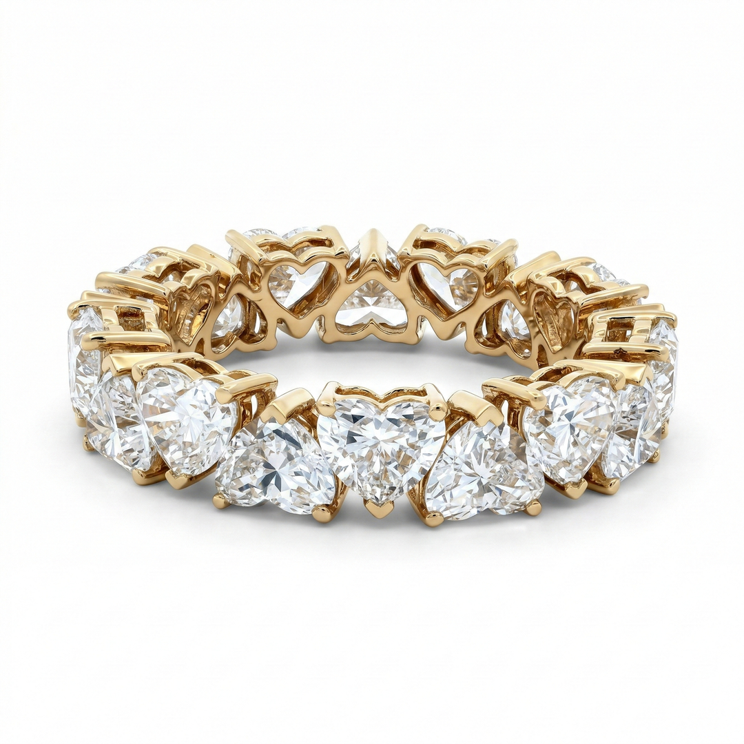 14KT Gold Diamond Hearts Eternity Ring (6.05 cttw)