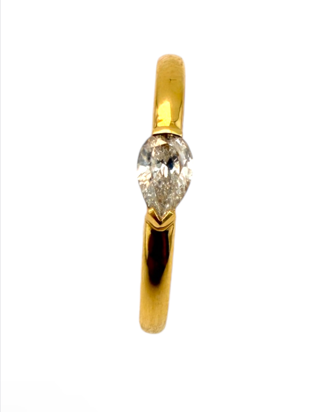 18KT Golden Pear Diamond Ring