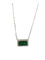 Load image into Gallery viewer, Exquisite Emerald Cut 18KT White Gold Emerald Necklace
