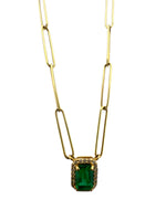 Load image into Gallery viewer, Elegant Emerald Pendant Necklace with Diamond Accents in 14KT Gold
