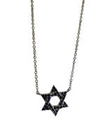 Load image into Gallery viewer, White Gold Star of David Sapphire Necklace
