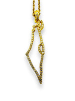 Load image into Gallery viewer, 14KT Gold map of Israel with pavé diamonds

