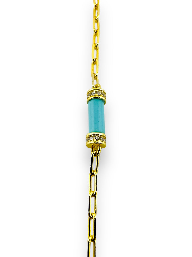 Turquoise Cylinder Charm Bracelet
