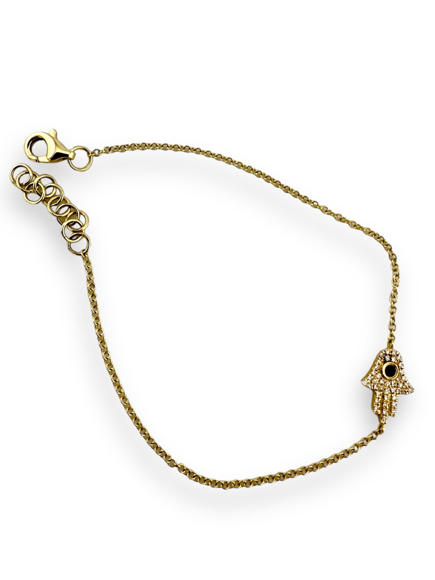 14K Gold Hamsa Bracelet with Diamonds and Sapphires