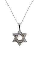 Load image into Gallery viewer, Magen-David with CZ and Rhodium Finish
