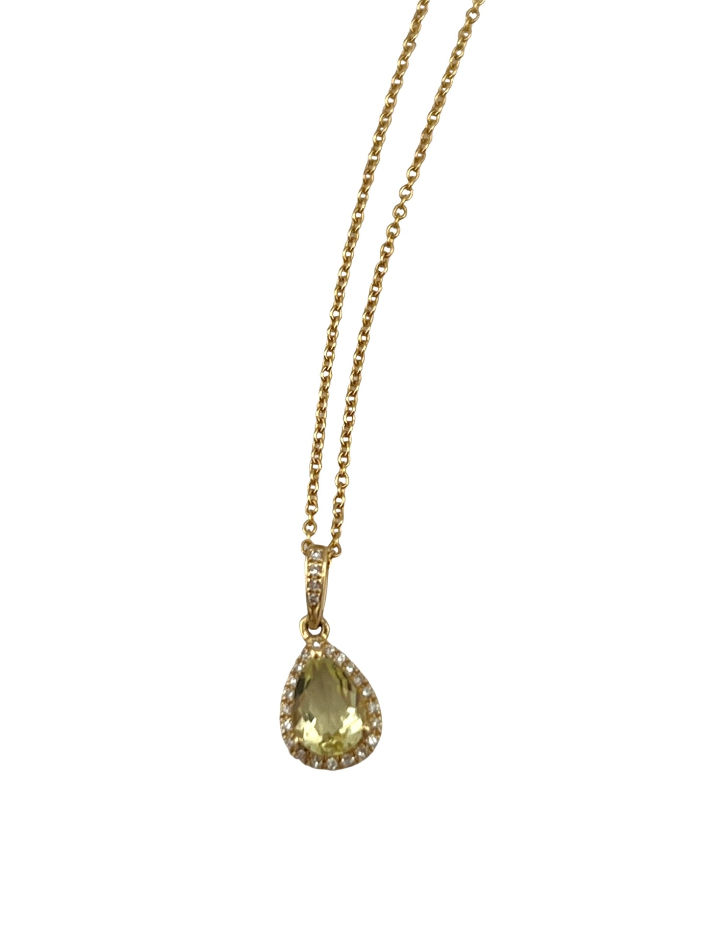 14KT Quartz Necklace .09ct Diamond Accents