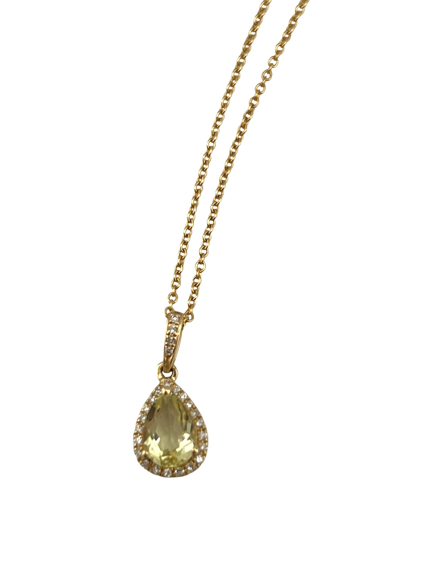 14KT Quartz Necklace .09ct Diamond Accents