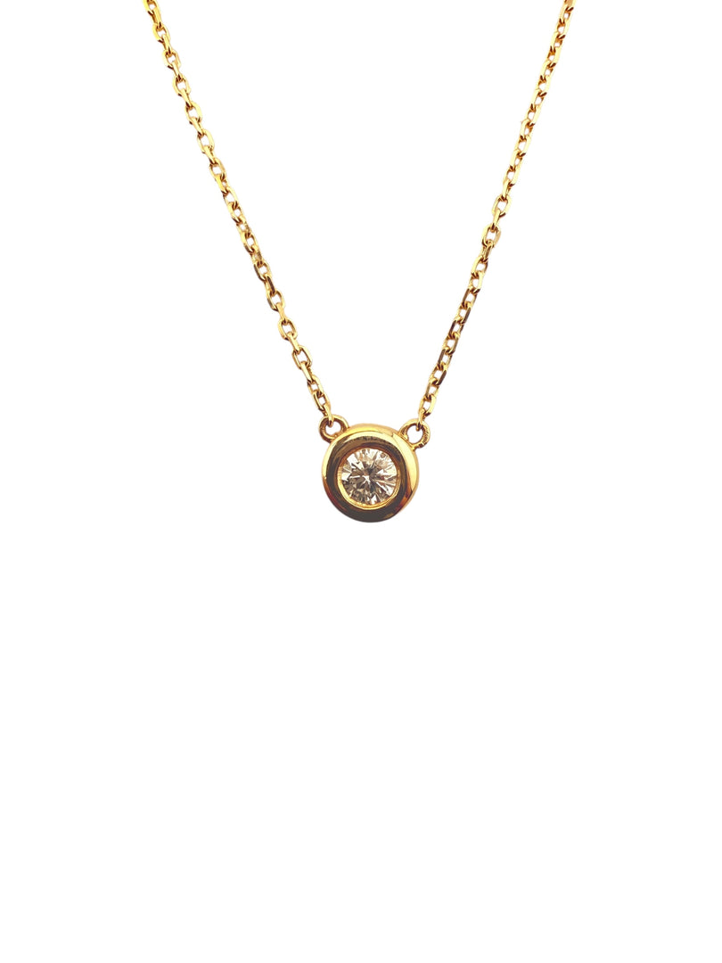 18KT Yellow Gold Bezel-Set Necklace with .25ct Round Diamond