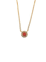 Load image into Gallery viewer, 14KT Yellow Gold Coral &amp; Diamond Necklace with 0.04ct Diamonds
