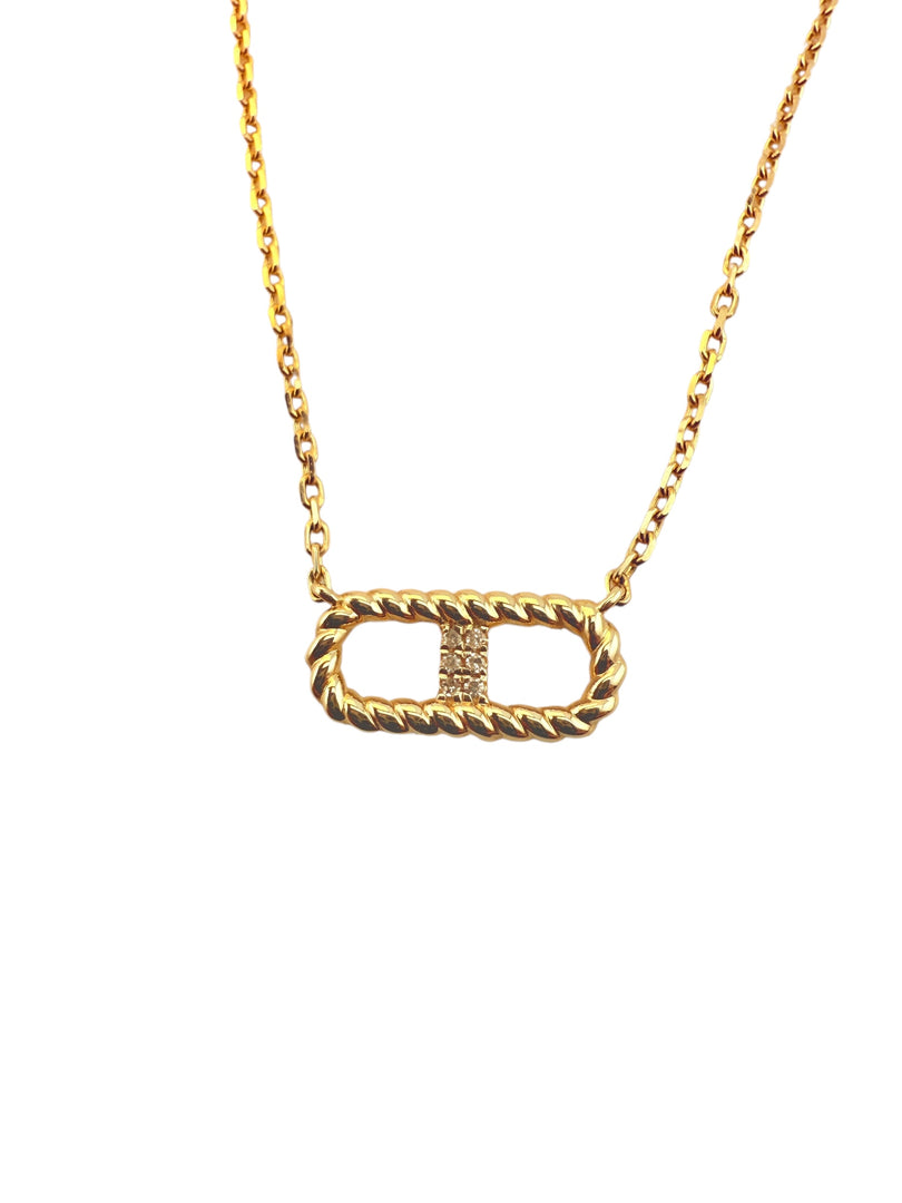 14KT Yellow Gold Diamond Link Necklace