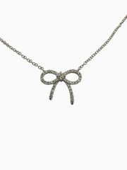 14KT White Gold Diamond Bowtie Necklace — 0.13ct Diamonds